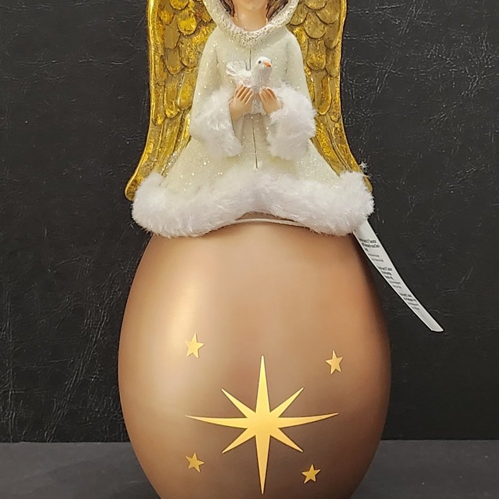 QVC Krinkle Express 9.5" Christmas Angel With Illuminated Frosted Glass